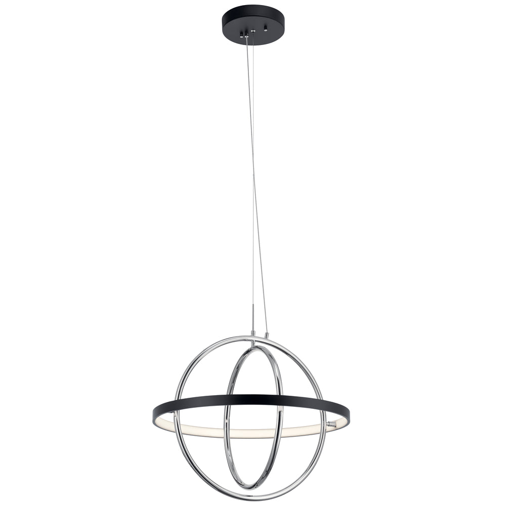 Elan 84161 Arvo Single Light 21’’ Wide LED Globe Chandelier Chrome / Matte Black Indoor Lighting Chandeliers