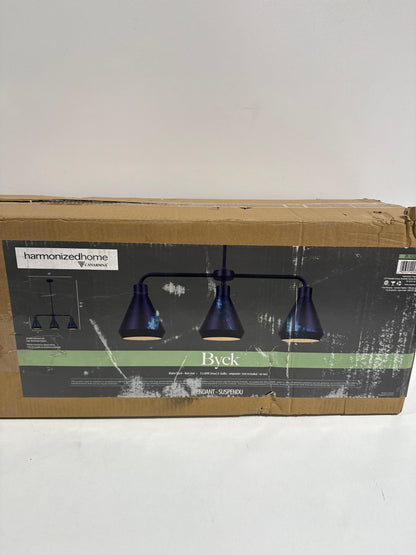 Canarm IPL1020A03 Byck 3 Light 32" Wide Linear Chandelier Black Indoor Lighting Chandeliers