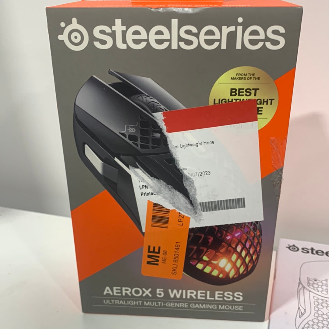 SteelSeries - Aerox 5 Ultra Lightweight Honeycomb Water Resistant Wireless RGB Optical Gaming Mouse With 9 Programmable Buttons - Black