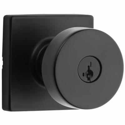 Pismo Square Keyed Entry Knob Featuring SmartKey Security in Matte Black