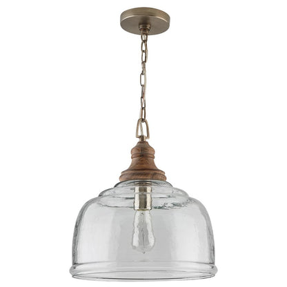 Capital Lighting Wood and Glass Bell Pendant Light - 330318GY  Grey Wash