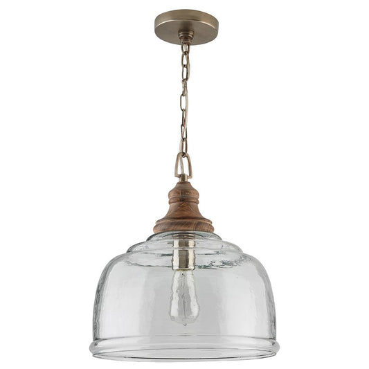 Capital Lighting Wood and Glass Bell Pendant Light - 330318GY  Grey Wash