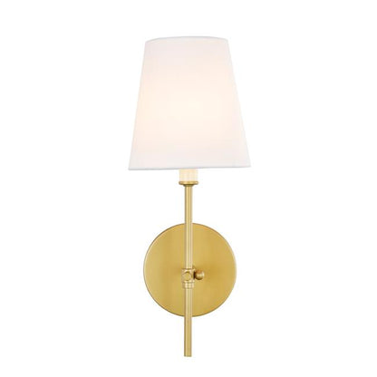 Elegant Lighting Living District Mel 1-Light Metal & Fabric Wall Sconce in Brass/White