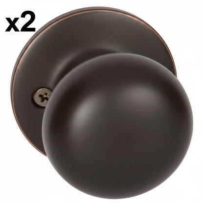 2 x Callan Saxon Single Dummy Door Knob - Edged Oil Rubbed Bronze - KS1057