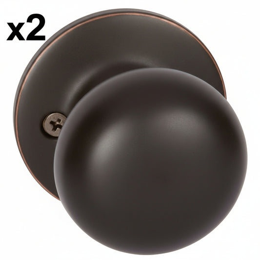 2 x Callan Saxon Single Dummy Door Knob - Edged Oil Rubbed Bronze - KS1057