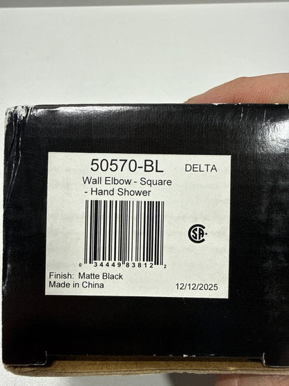 Delta Square Wall Elbow for Hand Shower in Matte Black 50570-BL
