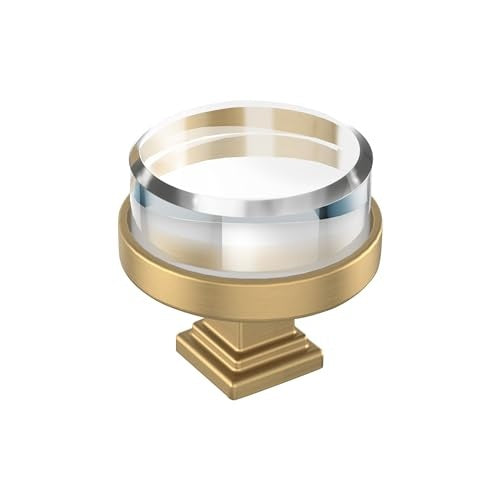 Glacio 1-1/2 in. (38mm) Diameter Clear/Champagne Bronze Round Cabinet Knob - *Tools Hardware & Misc