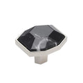4 x Carrione 1-5/8 Inch 41mm Length Marble Black/Polished Nickel Cabinet Knob