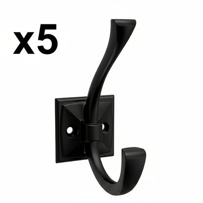 5 x Franklin Brass B48022K-C Ruavista 1-7/8 Inch Wide Coat and Hat Hook  Matte Black
