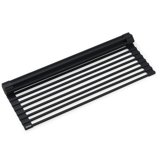 Kraus KRM-11BL Multipurpose Over Sink Roll-up Dish Drying Rack - Matte Black