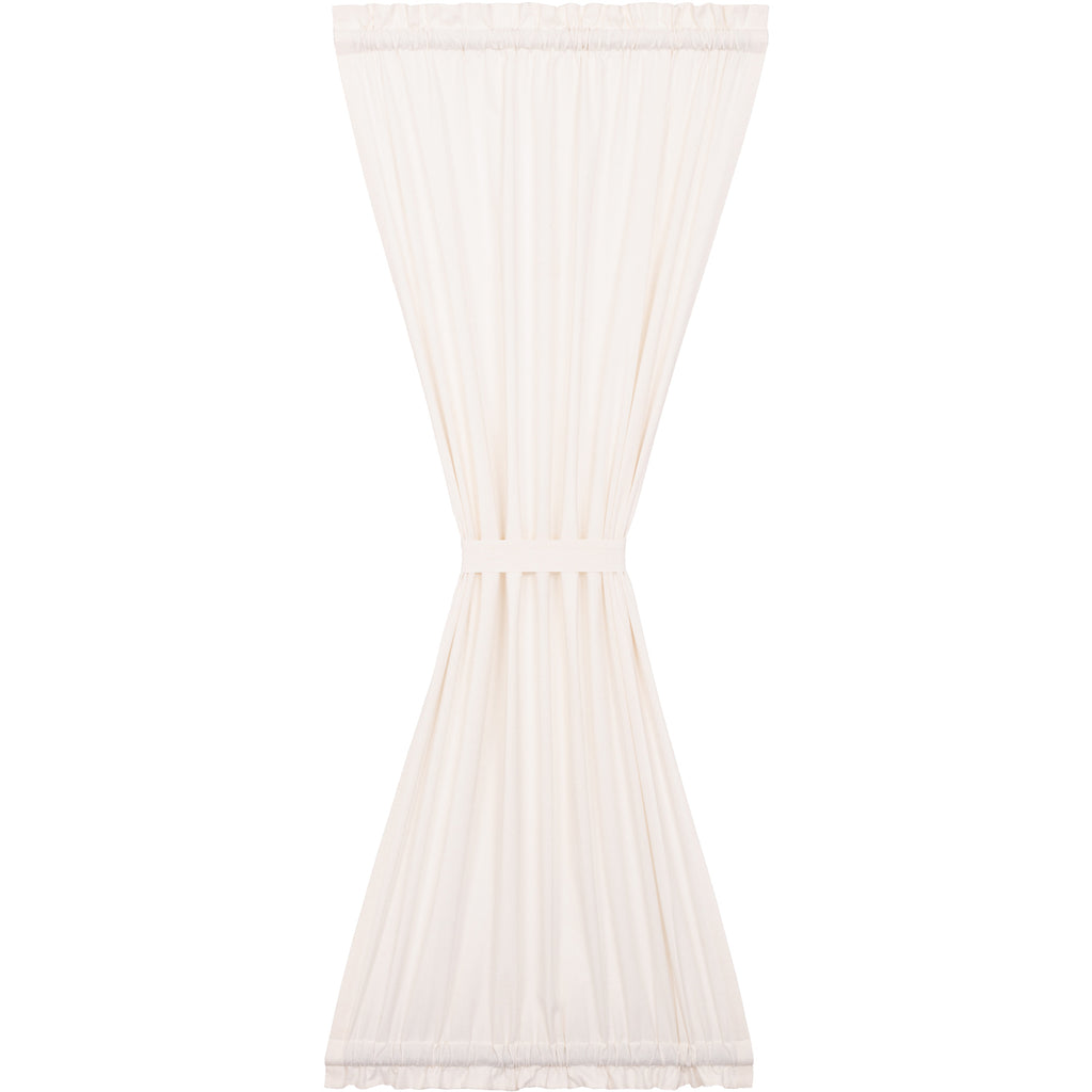 VHC Brands Simple Life Flax Antique White Farmhouse Door Panel Rod Pocket Cotton Linen Blend Solid Color Tie Back(s) Window Curtains