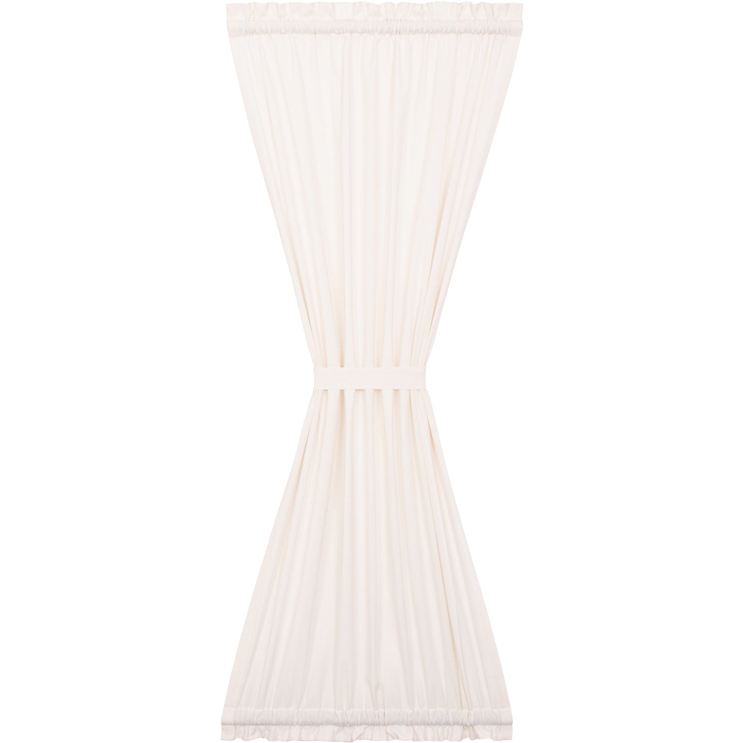 VHC Brands Simple Life Flax Antique White Farmhouse Door Panel Rod Pocket Cotton Linen Blend Solid Color Tie Back(s) Window Curtains