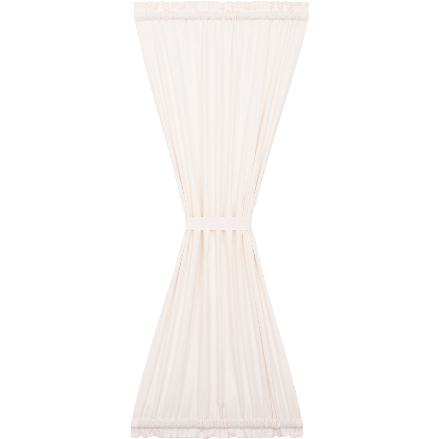 VHC Brands Simple Life Flax Antique White Farmhouse Door Panel Rod Pocket Cotton Linen Blend Solid Color Tie Back(s) Window Curtains