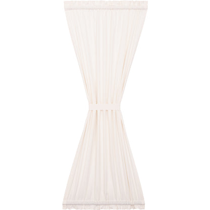 VHC Brands Simple Life Flax Antique White Farmhouse Door Panel Rod Pocket Cotton Linen Blend Solid Color Tie Back(s) Window Curtains