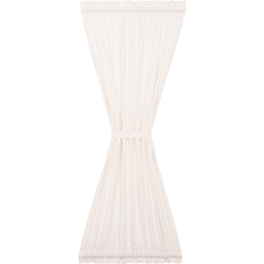 VHC Brands Simple Life Flax Antique White Farmhouse Door Panel Rod Pocket Cotton Linen Blend Solid Color Tie Back(s) Window Curtains