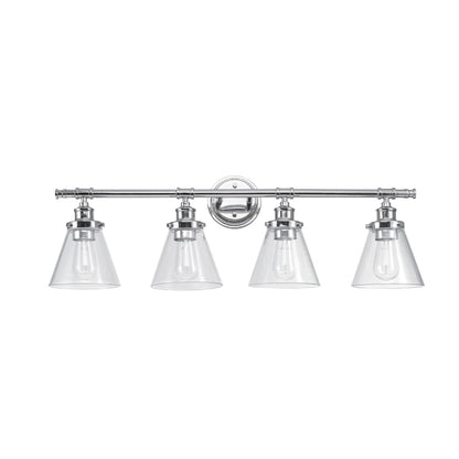 Globe Electric Parker 4-Light Chrome Vanity Light with Clear Glass Shades 51446