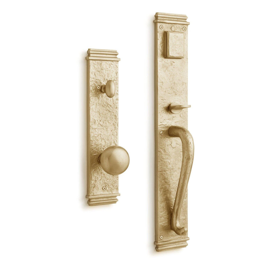 Signature Hardware 946279-KE-234 Griggs Solid Brass Full Plate Keyed Entry Single Cylinder Door Handleset with Interior Knob and 2-3/4" Backset - Satin Brass