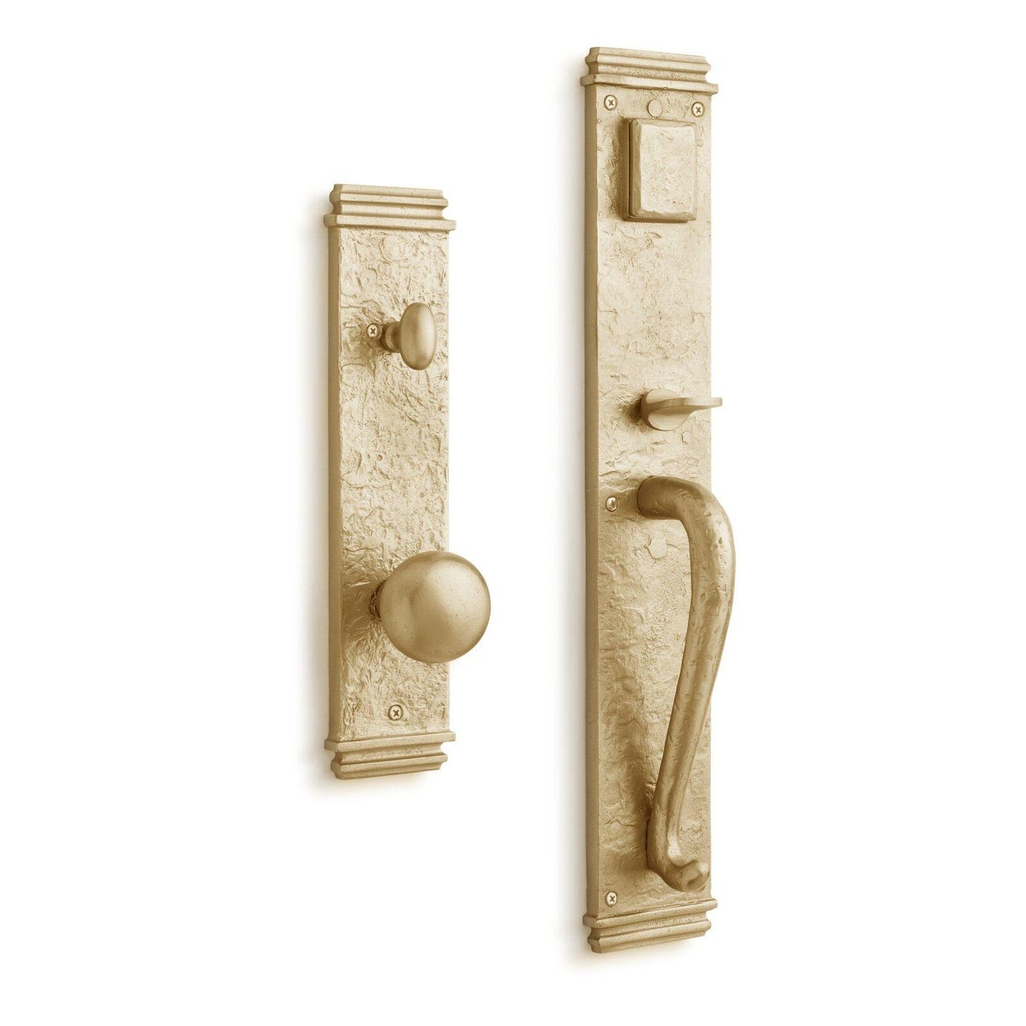 Signature Hardware 946279-KE-234 Griggs Solid Brass Full Plate Keyed Entry Single Cylinder Door Handleset with Interior Knob and 2-3/4" Backset - Satin Brass