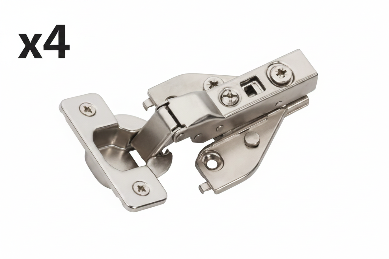 8 x Nickel 1/2 in. 13mm Overlay Face Frame Soft Close Euro Concealed Cabinet Hinges