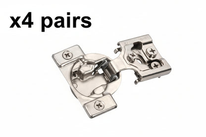 4 Pairs Amerock 1/2" (13mm) Overlay Face Frame Self-Close Concealed Cabinet Hinge