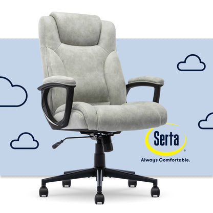 Serta Comfort Eco Ergonomic Velvet Mid-Back Office Chair, Light Gray