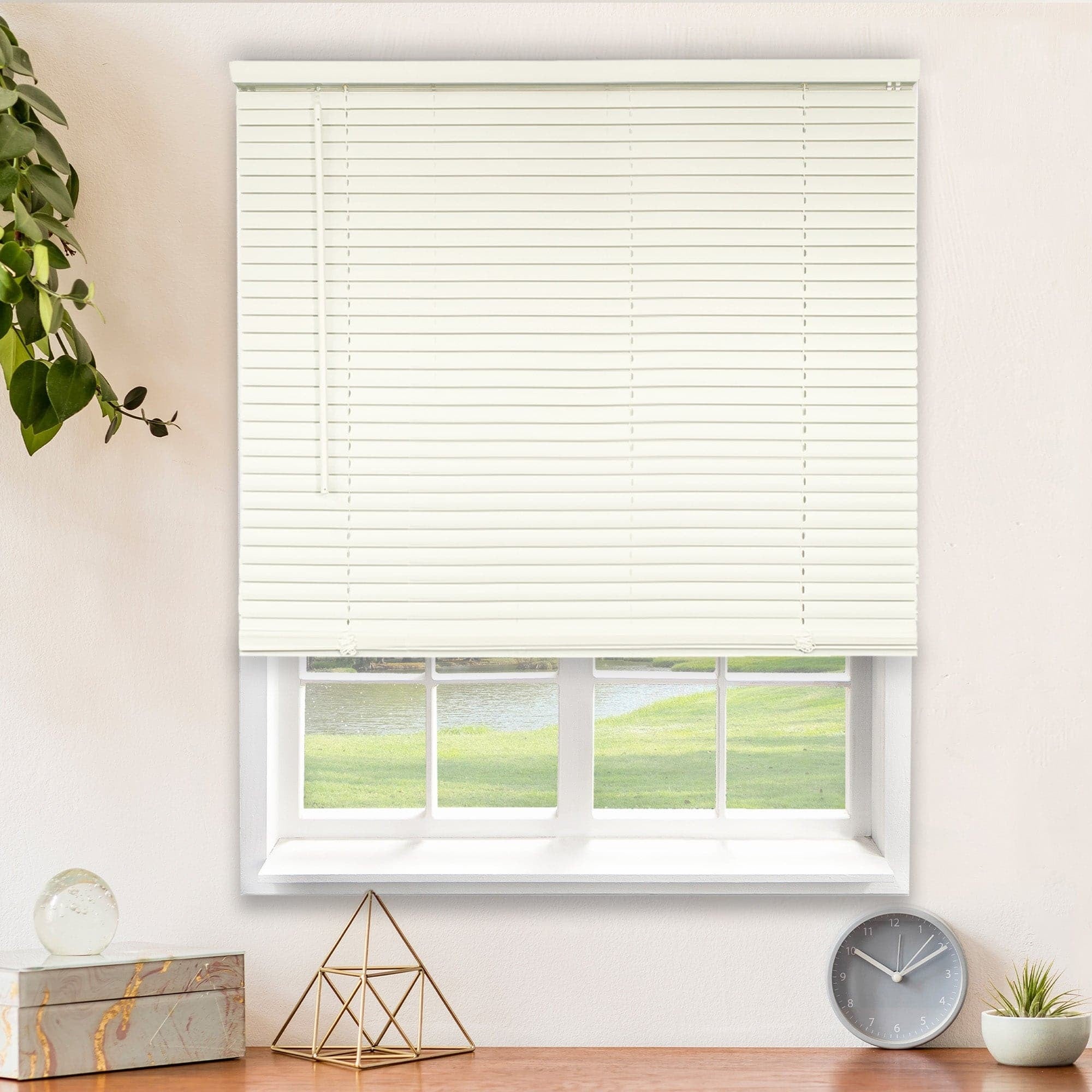 Alabaster Cordless Room Darkening Vinyl Mini Blind with 1 in. Slats - 23 in. W X 72 in. L