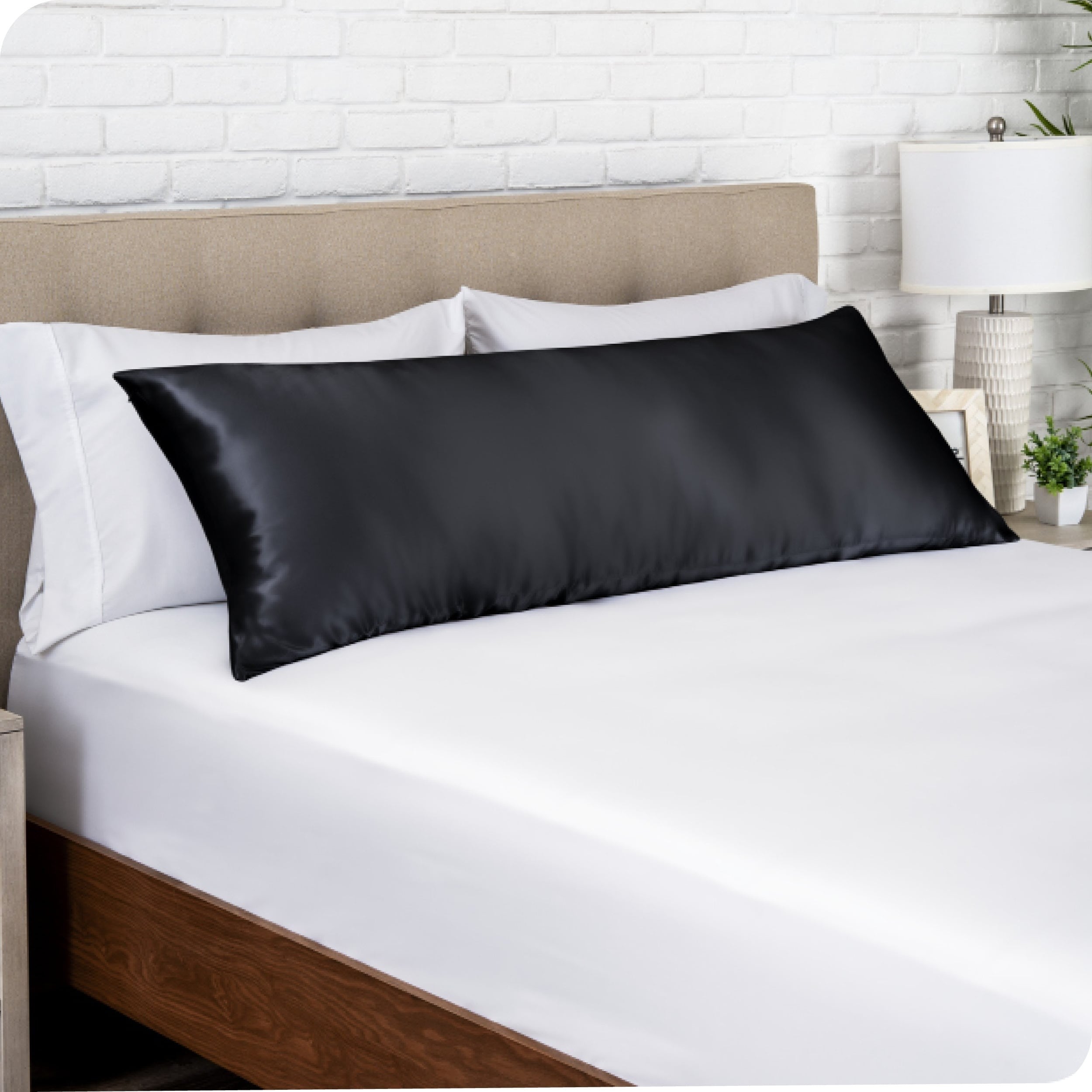 Bare Home Satin Body Pillowcase 20" X 54" - Black - Envelope