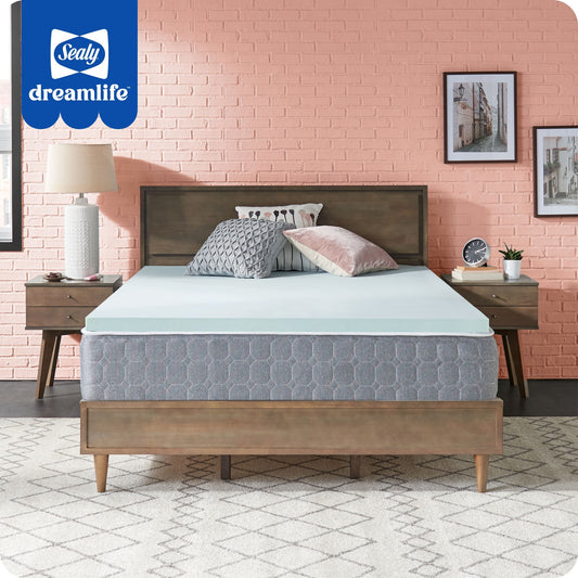 Sealy Dreamlife Twin XL 2" Topper No Cover: Memory Foam, Jacquard, Machine Washable, Dorm Essential