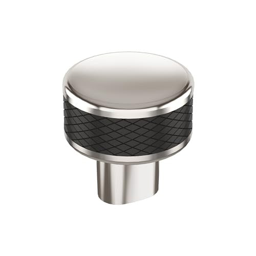Amerock 1-1/4" Round Esquire Polished Nickel/Black Bronze Cabinet Knob