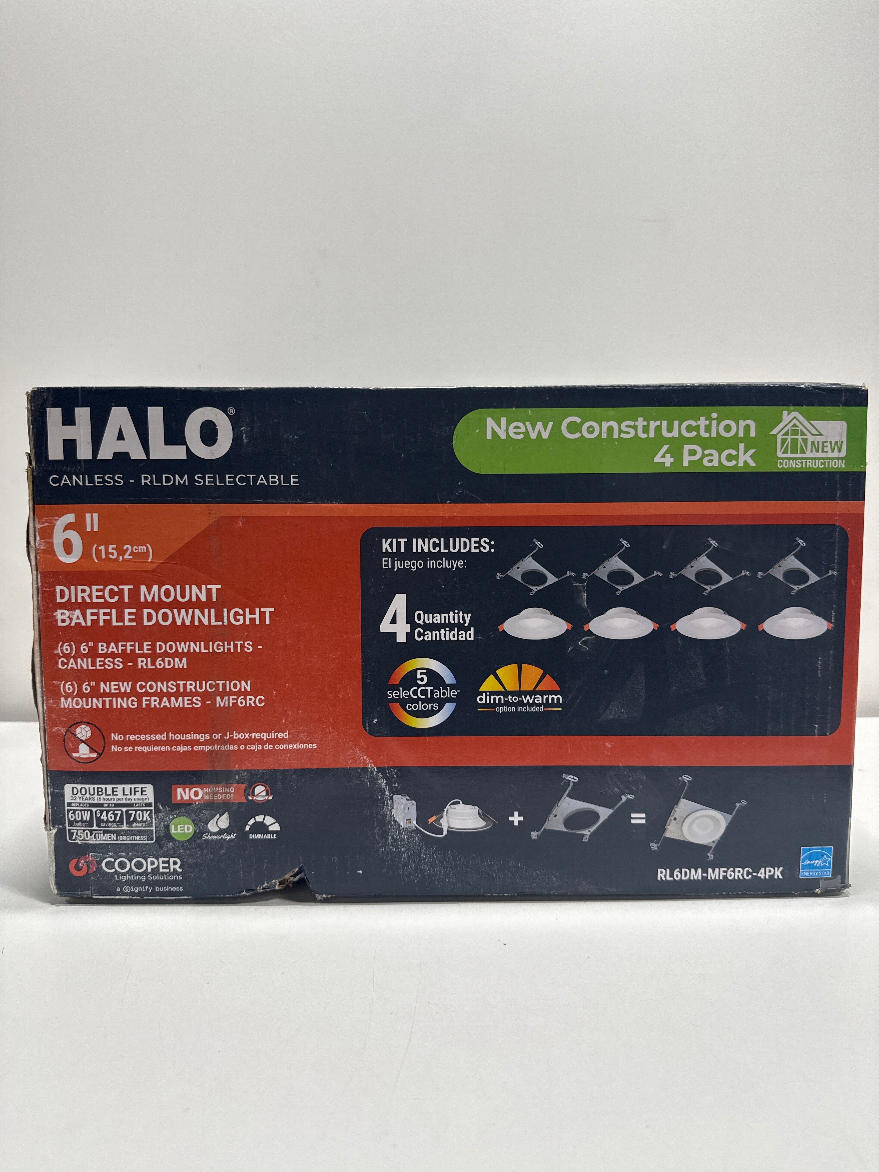 6 in. RLDM Regressed Canless Downlight with Mounting Frame (4-Pack)