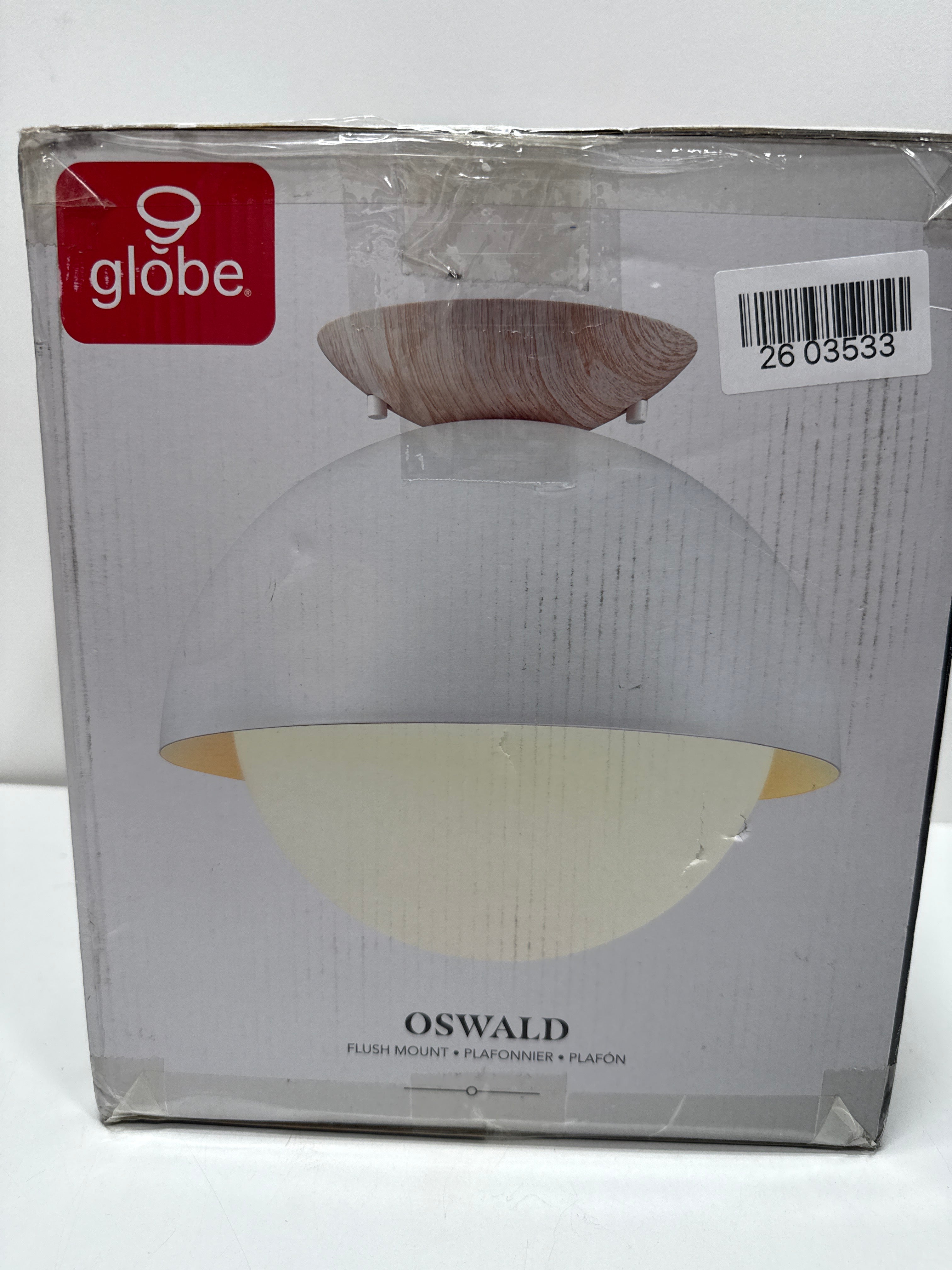 Globe Electric 60320 Oswald 10" Wide Semi-Flush Globe Ceiling Fixture Matte White