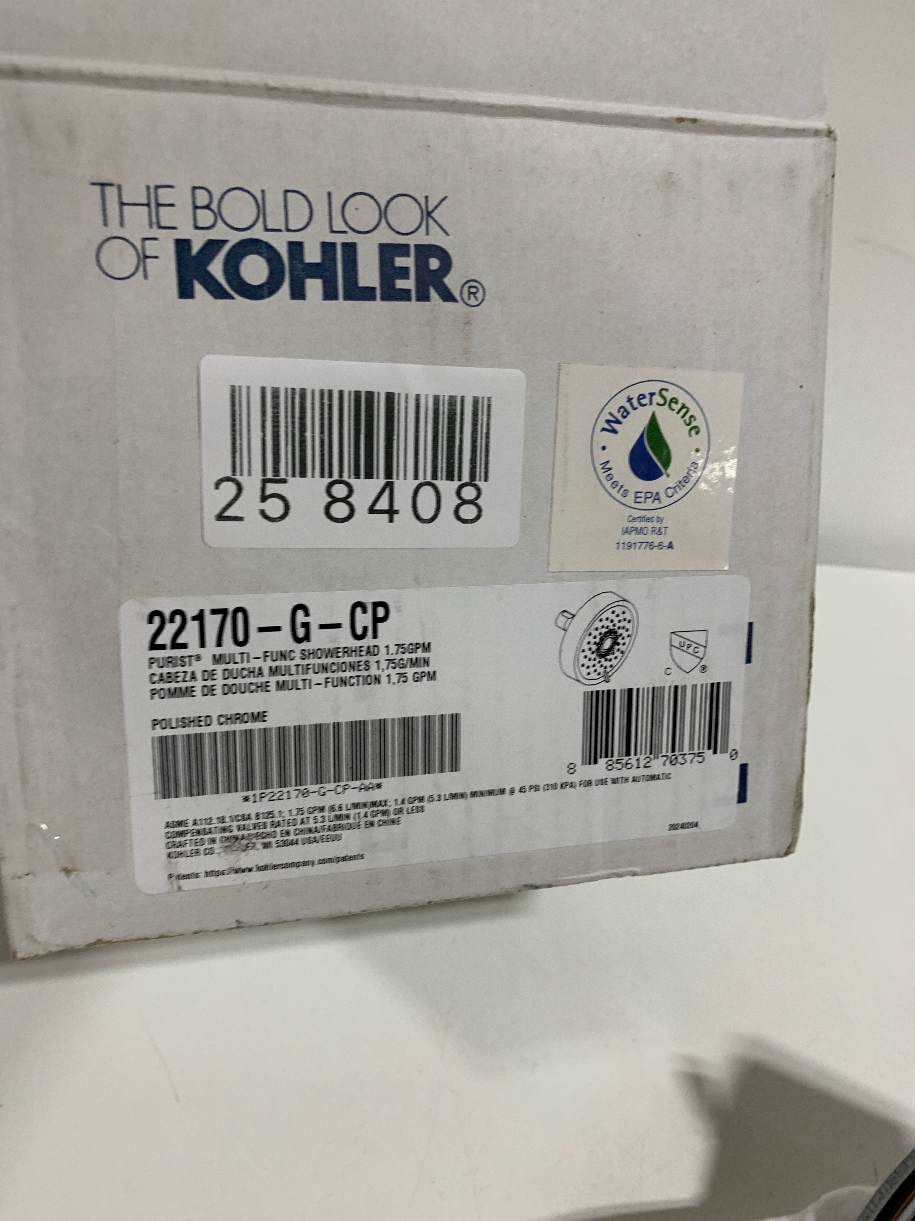 Kohler 22170-G-CP Purist® Three-function showerhead, 1.75 gpm, Polished Chrome
