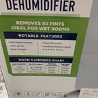 Used GE - 50-Pint Portable Dehumidifier with 3 Fan Speeds - White