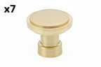 7 x Emtek 86697 Haydon 1-1/4 Inch Mushroom Cabinet Knob from the Industrial Modern Collection Satin Brass