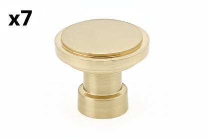 7 x Emtek 86697 Haydon 1-1/4 Inch Mushroom Cabinet Knob from the Industrial Modern Collection Satin Brass