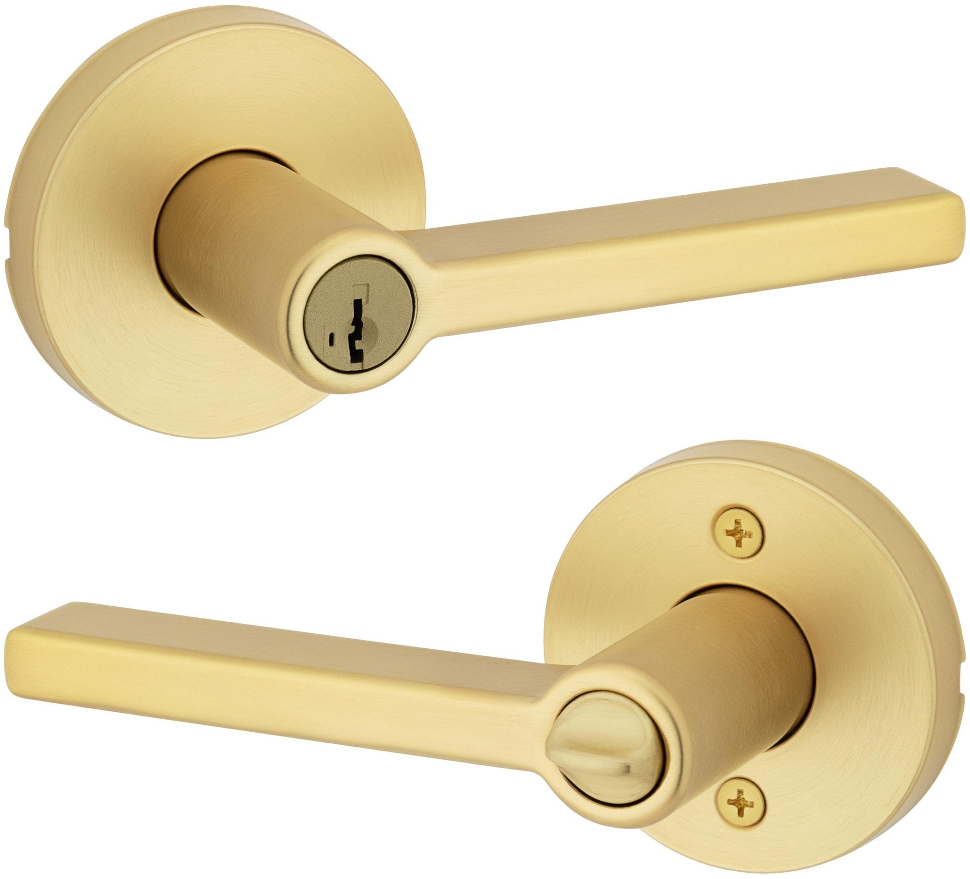 Kwikset 740Hflrdt-S Halifax Single Cylinder Keyed Entry Door Lever Set - Brass