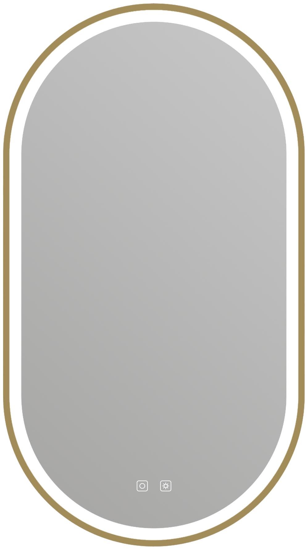 ICO Bath IK1120 Kiara 20" W X 36" H Modern Oval Aluminum Framed Bathroom Wall Mirror with LED Lighting