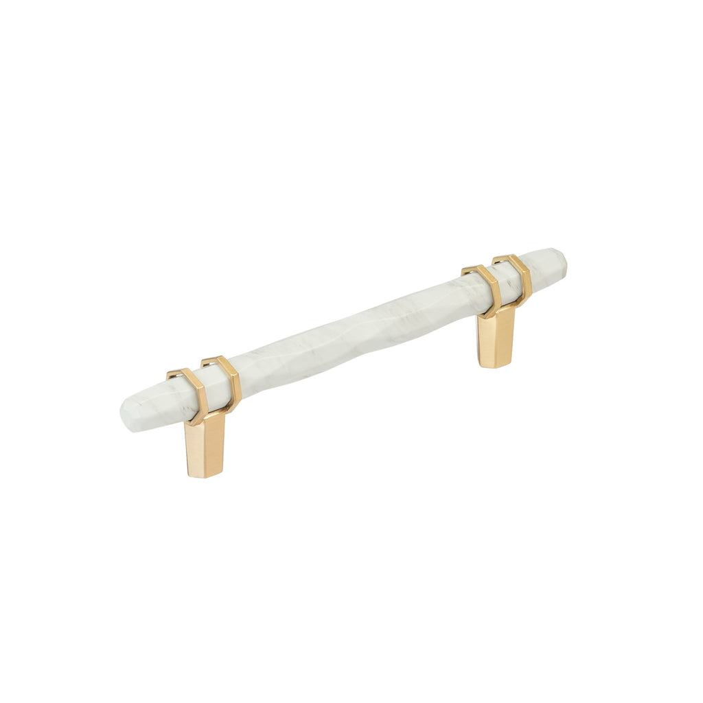 Amerock Carrione 5-1/16 inch (128 mm) Center-to-Center Marble White/Champagne Bronze Cabinet Pull, BP36649MWCZ