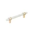 Amerock Carrione 5-1/16 inch (128 mm) Center-to-Center Marble White/Champagne Bronze Cabinet Pull, BP36649MWCZ