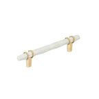 Amerock Carrione 5-1/16 inch (128 mm) Center-to-Center Marble White/Champagne Bronze Cabinet Pull, BP36649MWCZ
