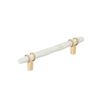 Amerock Carrione 5-1/16 inch (128 mm) Center-to-Center Marble White/Champagne Bronze Cabinet Pull, BP36649MWCZ