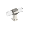 Glacio 2-1/8 in. (54mm) Length Clear/Satin Nickel Bar Cabinet Knob - *Tools Hardware & Misc