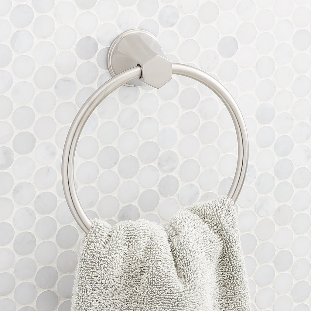 Signature Hardware 955087 Elita 6-5/16’’ Wall-Mounted Towel Ring Brushed Nickel Bathroom Hardware and Accessories