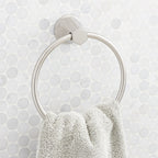 Signature Hardware 955087 Elita 6-5/16’’ Wall-Mounted Towel Ring Brushed Nickel Bathroom Hardware and Accessories