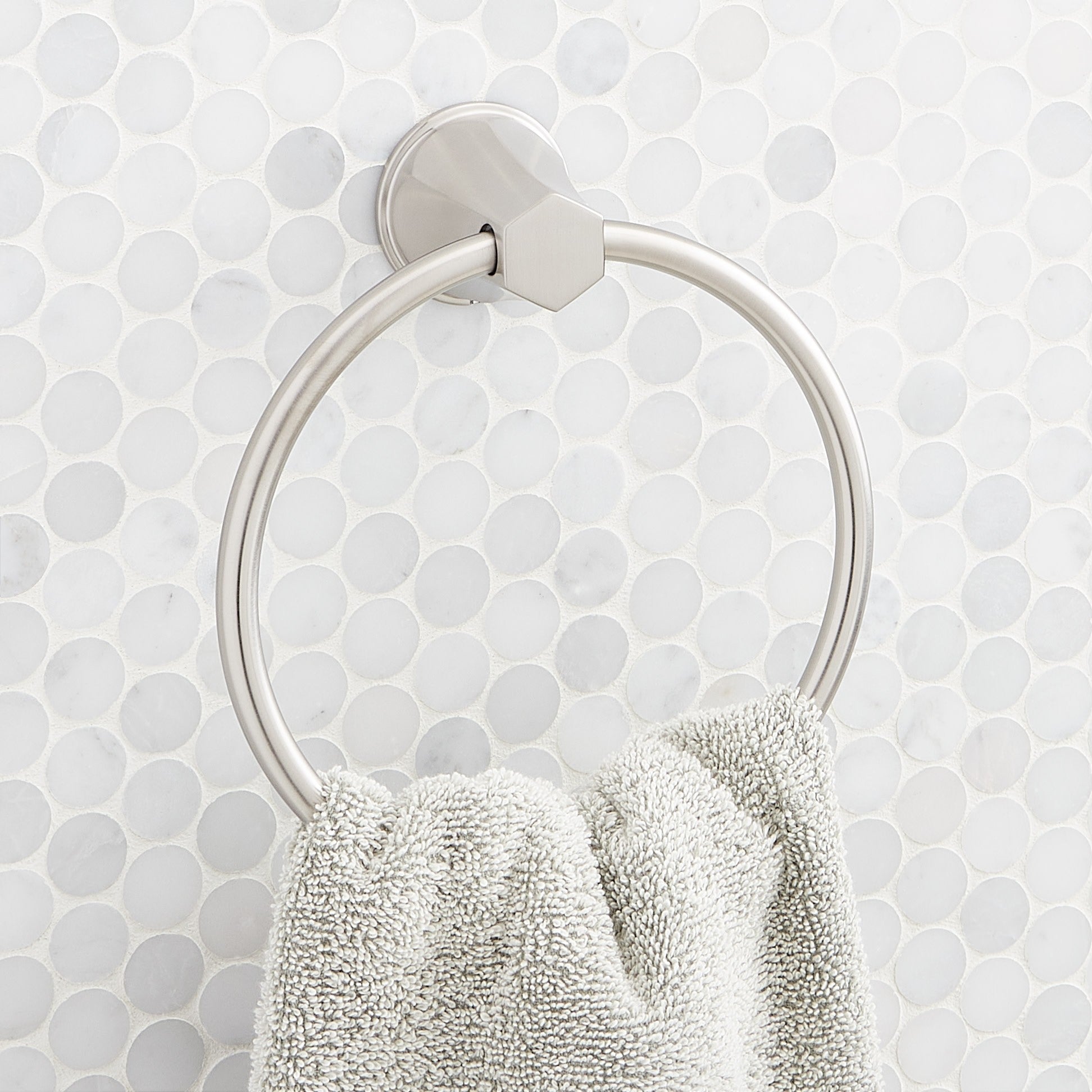 Signature Hardware 955087 Elita 6-5/16’’ Wall-Mounted Towel Ring Brushed Nickel Bathroom Hardware and Accessories