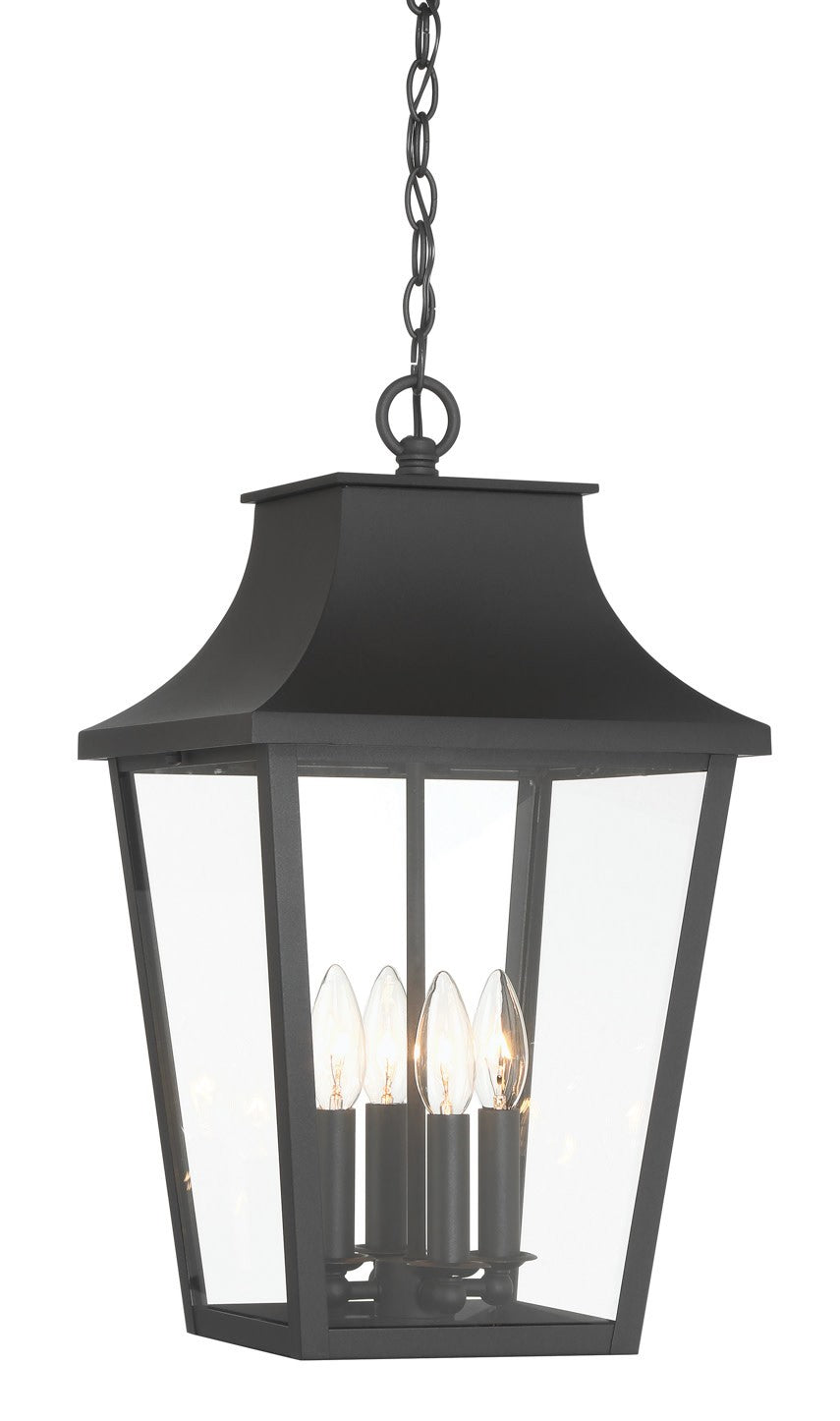 The Great Outdoors 73347 Altimeter 4 Light 11" Wide Outdoor Pendant with Clear Glass Shade Sand Coal Outdoor
