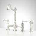 Signature Hardware 954037 Delacour 1.75 GPM Double Handle Bridge Kitchen Faucet with Side Spray Stainless Steel
