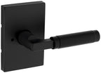 Kwikset 730PVLRCT Prava Privacy Door Lever Set with Knurled Handle and Rectangle Rose Matte Black Door Hardware Door Levers Privacy