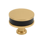 Signature Hardware 954062-112 Lazzara 1-1/2 Inch Black Leather Mushroom Cabinet Knob Champagne Bronze - *Tools Hardware