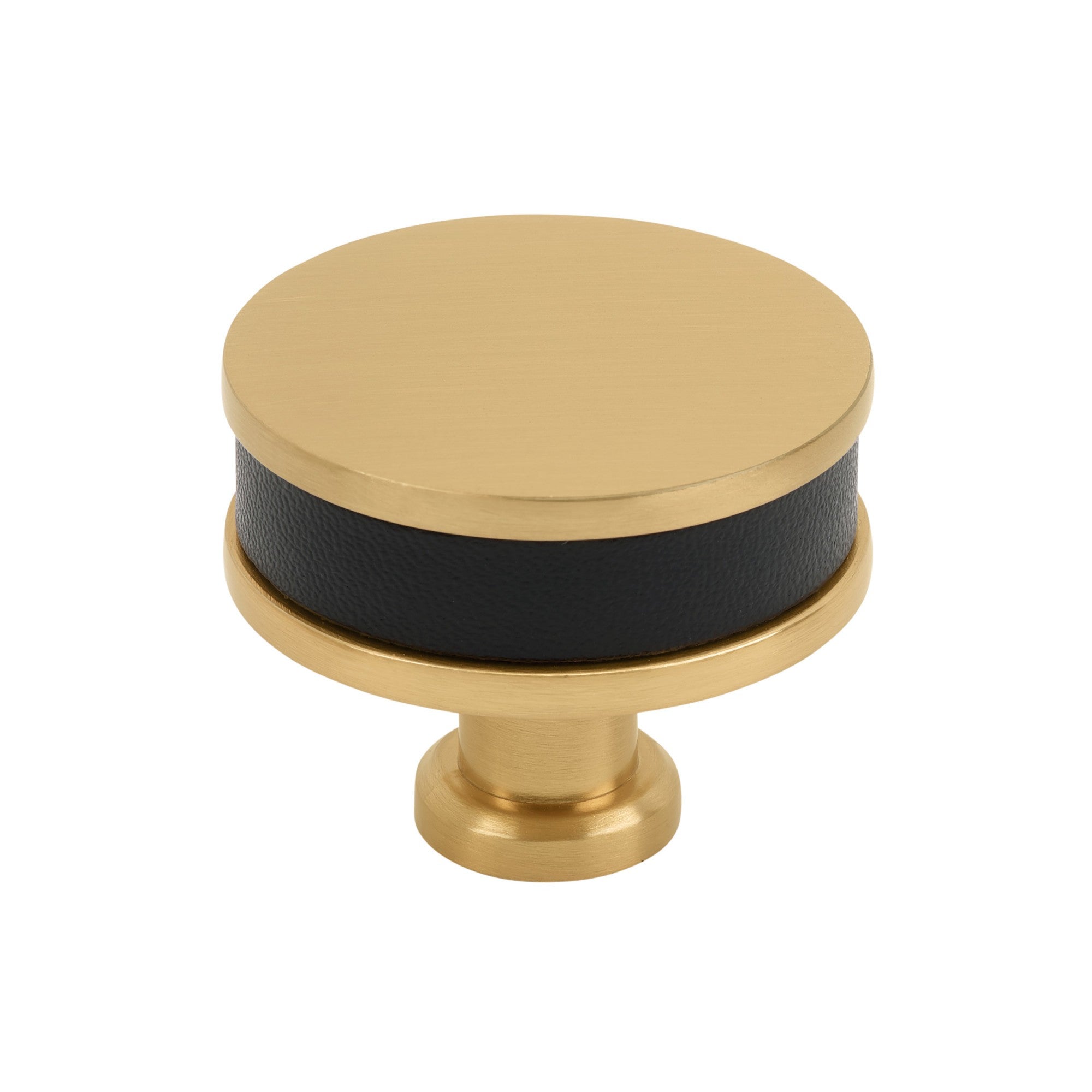 Signature Hardware 954062-112 Lazzara 1-1/2 Inch Black Leather Mushroom Cabinet Knob Champagne Bronze - *Tools Hardware